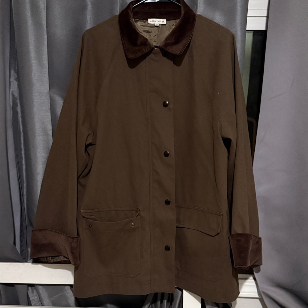 Dark Brown Utility Jacket with corduroy/velvety Accents